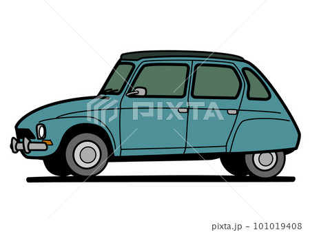 フレンチコンパクト　旧車　青色系　自動車イラスト 101019408