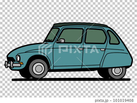 フレンチコンパクト　旧車　青色系　自動車イラスト 101019408