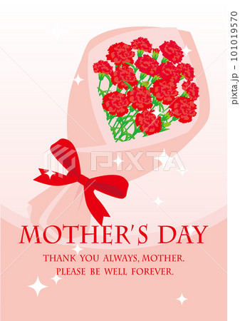 母の日用の赤いカーネーションの花束のイラスト 母の日用の赤いカーネーションの花束のイラスト 101019570