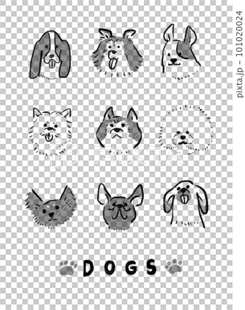 かわいい犬の手描きイラストセット 101020024