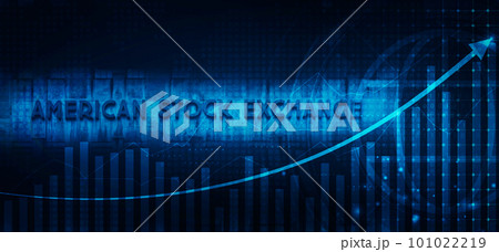 Concept of American stock exchange AMEX with abstract financial chart with uptrend line graph arrow 101022219