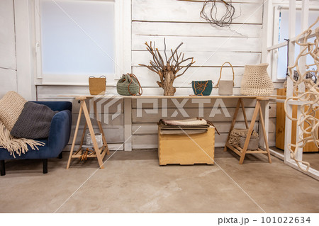 Empty room with modern interior in boho style 101022634