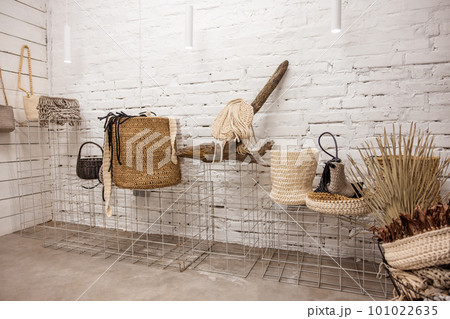 Empty room with modern interior in boho style 101022635