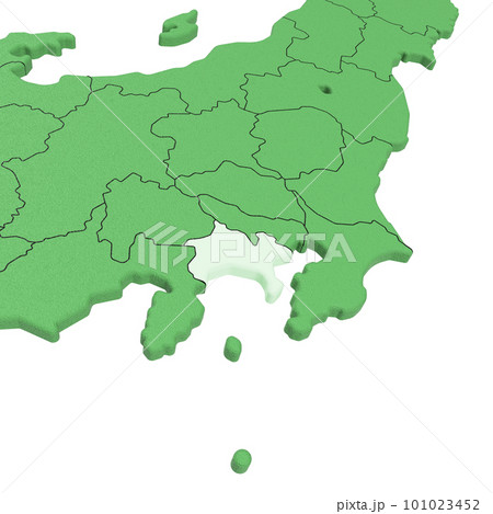 ベクター素材／日本列島バードビュー　県境表示　[神奈川県] 101023452