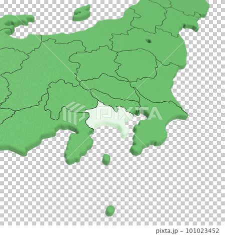 ベクター素材／日本列島バードビュー　県境表示　[神奈川県] 101023452