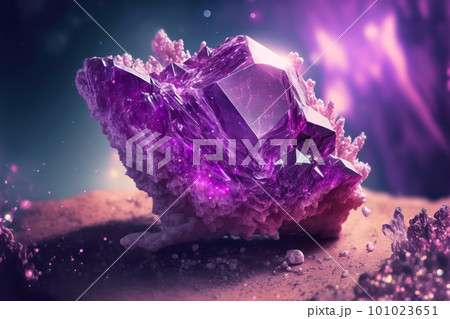 Amethyst druze crystal. Magic gemstones for esoteric spiritual practice, Healing, Witchcraft, reiki therapy. Generative AI illustration Amethyst druze crystal. Magic gemstones for esoteric spiritual practice, Healing, Witchcraft, reiki therapy. Generative AI illustration 101023651