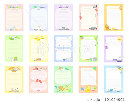 Recipe Cards with Kitchen Items and Lines Big Vector Set Recipe Cards with Kitchen Items and Lines Big Vector Set 101024001
