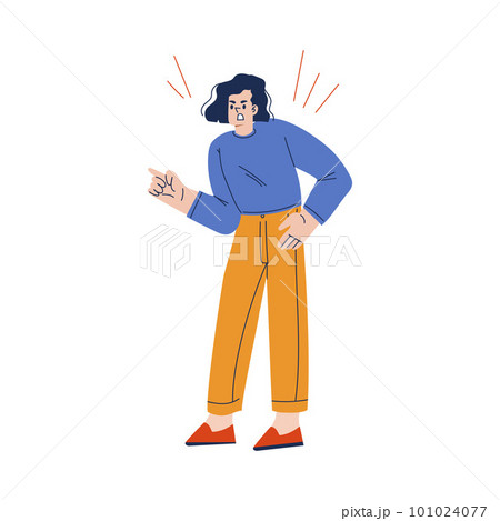 Angry Woman Arguing Having Conflict with Somebody Vector Illustration 101024077