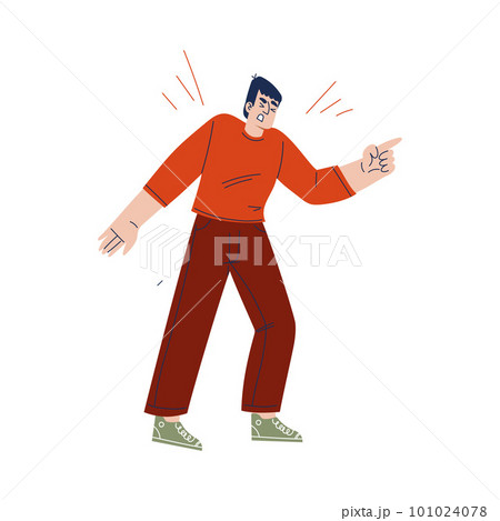 Angry Man Arguing Having Conflict with Somebody Vector Illustration Angry Man Arguing Having Conflict with Somebody Vector Illustration 101024078