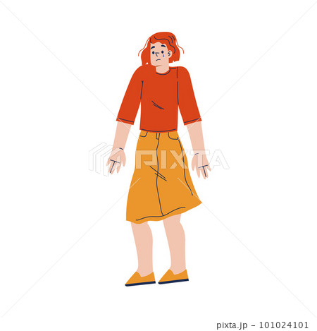Crying Woman Victim Standing Expressing Strong Emotion Vector Illustration 101024101