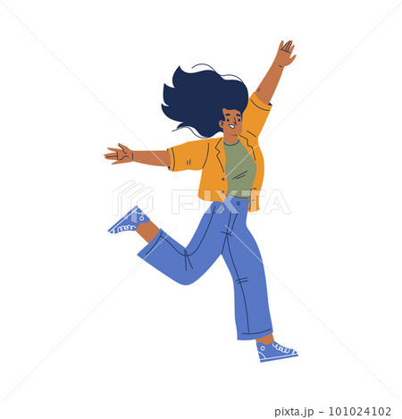 Positive Woman Character with Smiling Face Feeling Euphoric and in High Spirits Vector Illustration Positive Woman Character with Smiling Face Feeling Euphoric and in High Spirits Vector Illustration 101024102