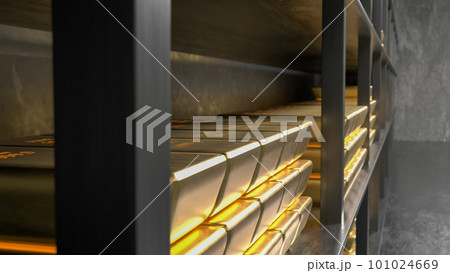 Bank vault with gold and cash. 3d rendering Bank vault with gold and cash. 3d rendering 101024669