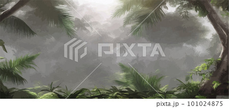 Palm leaves. Tropical seamless background. Graphic design with amazing palm 101024875
