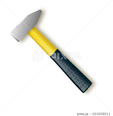 Realistic big hammer with fiberglass handle. Vector industrial workers tool. Equipment for repair, contract and locksmith work. Vector 101026011