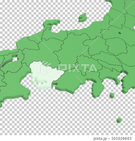 ベクター素材／日本列島バードビュー　県境表示　[愛知県] 101026683