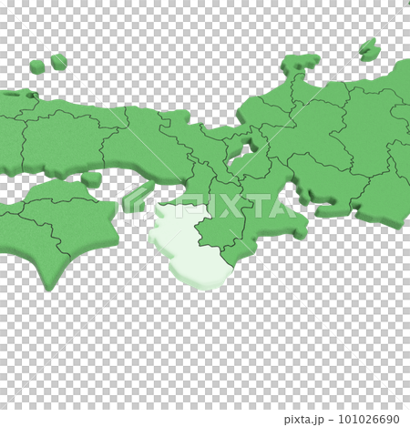 Vector material/Bird view of the Japanese archipelago Prefectural border display [Wakayama Prefecture] 101026690
