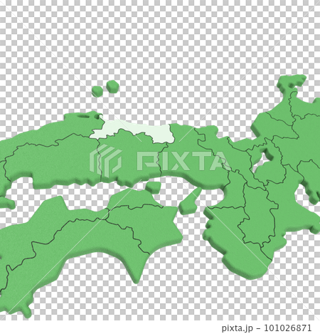 Vector material / Bird view of the Japanese archipelago Prefectural border display [Tottori Prefecture] 101026871