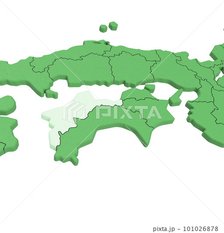 ベクター素材／日本列島バードビュー　県境表示　[愛媛県] 101026878