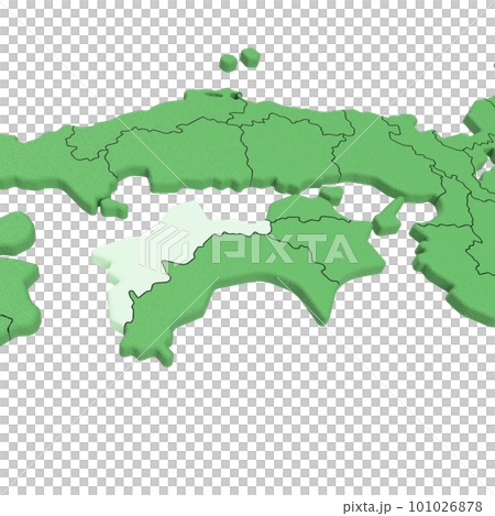 Vector material / Bird view of the Japanese archipelago Prefectural border display [Ehime Prefecture] 101026878