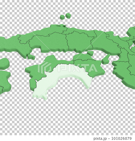 Vector material / Bird view of the Japanese archipelago Prefectural border display [Kochi Prefecture] 101026879