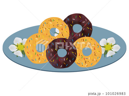「ドーナツ3種」プレーン チョコレート チョコチップ 各カラフル 皿 花柄 「ドーナツ3種」プレーン チョコレート チョコチップ 各カラフル 皿 花柄 101026983