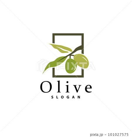 Olive Oil Logo, Olive Leaf Plant Herbal Garden Vector, Simple Elegant Luxurious Icon Design Template illustration 101027575