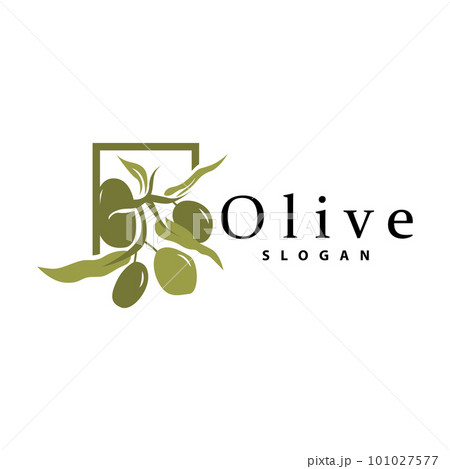 Olive Oil Logo, Olive Leaf Plant Herbal Garden Vector, Simple Elegant Luxurious Icon Design Template illustration 101027577