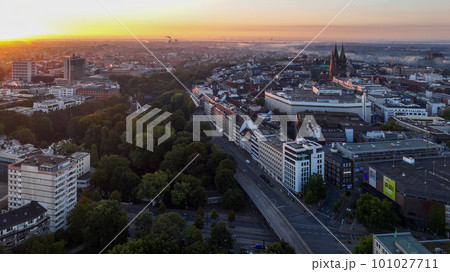 Bremen, Germany. Aerial View on Historical Center of Bremen, Marktplatz at Sunrise. Bremen, Germany. Aerial View on Historical Center of Bremen, Marktplatz at Sunrise. 101027711