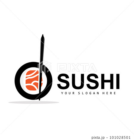 Sushi Logo, Japanese Food Sushi Seafood Vector, Japanese Cuisine Product Brand Design, Template Icon 101028501