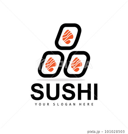 Sushi Logo, Japanese Food Sushi Seafood Vector, Japanese Cuisine Product Brand Design, Template Icon 101028503