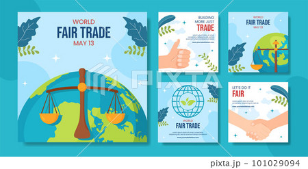 World Fair Trade Day Social Media Post Flat Cartoon Hand Drawn Templates Background Illustration 101029094