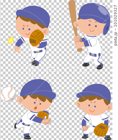 野球をする少年のイラストセット 101029327