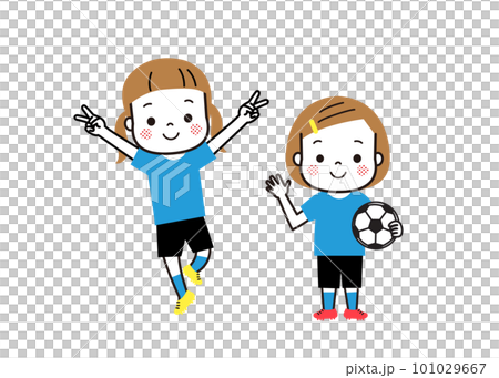 サッカーをする女の子  サッカーをする女の子  101029667