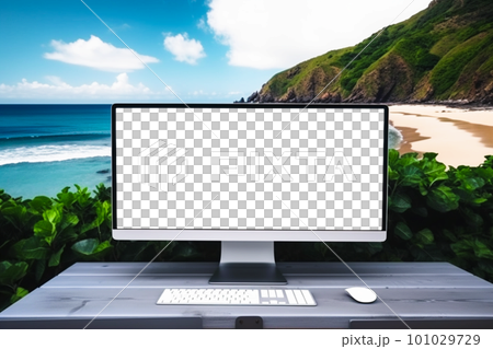 PC顯示屏，透明屏，熱帶海灘 101029729