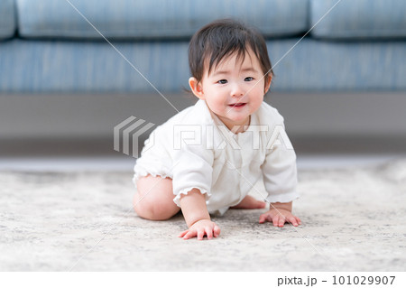 赤ちゃん　ハイハイ　お座り　笑顔 101029907