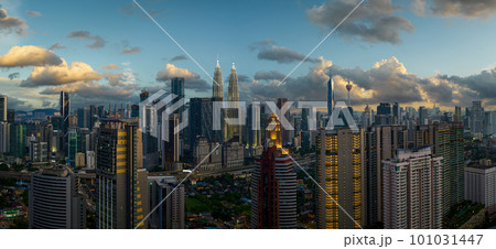 Panorama aerial evening view of beautiful Kuala Lumpur city skyline Panorama aerial evening view of beautiful Kuala Lumpur city skyline 101031447