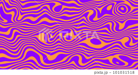 Retro groovy background. Vintage trippy psychedelic wallpaper. Purple orange liquid hippie texture. Acid color wavy pattern for poster in 60s or 70s style. Vector Retro groovy background. Vintage trippy psychedelic wallpaper. Purple orange liquid hippie texture. Acid color wavy pattern for poster in 60s or 70s style. Vector 101031518