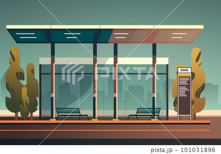 modern city transportation building bus station waiting terminal for passenger carriage 101031896