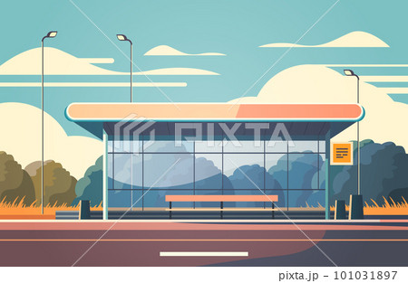 modern city transportation building bus station waiting terminal for passenger carriage 101031897