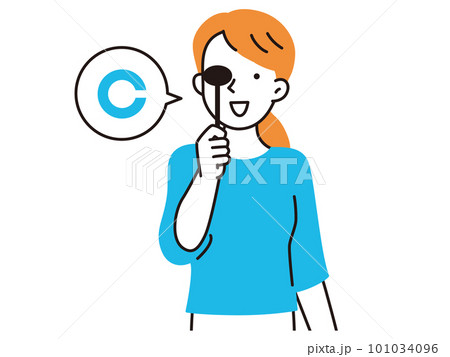 視力検査をする若い女性 101034096