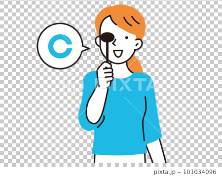 視力検査をする若い女性 101034096