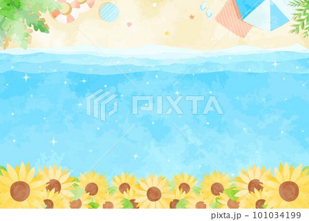 綺麗な海とひまわりと浜辺の 101034199