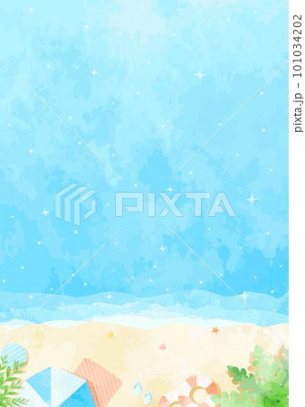 穏やかな夏の海と砂浜の背景イラスト 穏やかな夏の海と砂浜の背景イラスト 101034202
