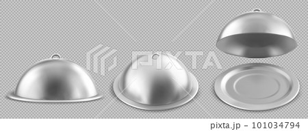 Silver food tray, plate with cloche for restaurant Silver food tray, plate with cloche for restaurant 101034794