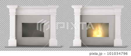 Isolated realistic white electric fireplace vector 101034796