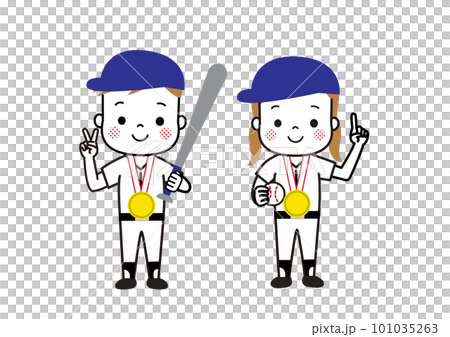 金メダルをもらって喜んでいる子供たち　野球 101035263