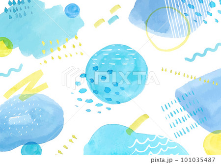 夏カラーの幾何学模様の抽象的な背景(水彩)のイラスト素材 [101035487