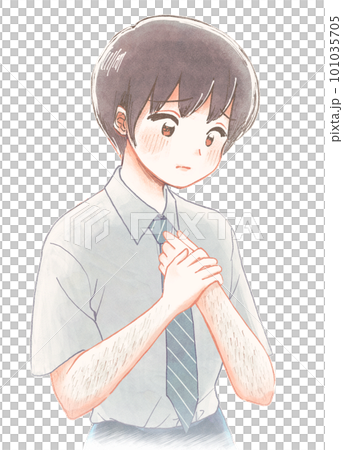 美容・腕の毛が気になる…夏服の学生のイラスト 101035705
