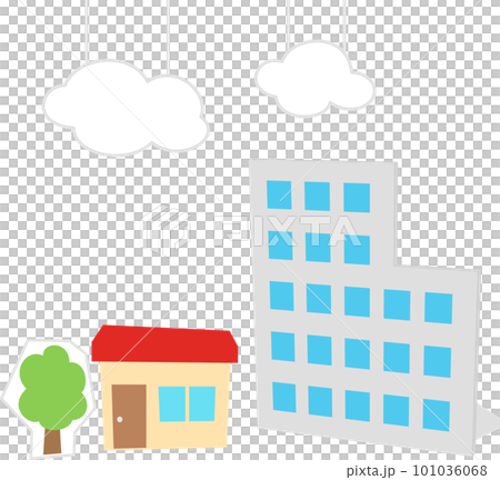 張りぼての建物や雲 張りぼての建物や雲 101036068