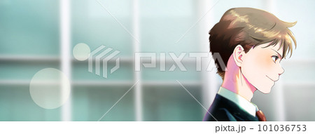 横顔の社会人男性イラスト背景オフィス 右向き左スペースあり 横顔の社会人男性イラスト背景オフィス 右向き左スペースあり 101036753